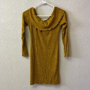 small off the shoulder yellow dress